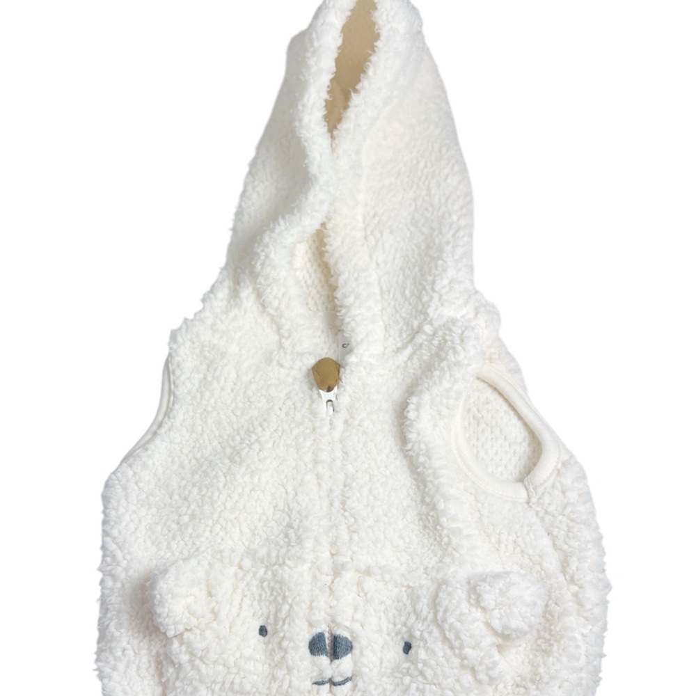 Cozy White Bear Hoodie Vest